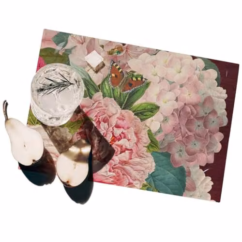 Juego de 2 manteles individuales rectangulares con diseño floral multicolor de la marca Produce Shop, fabricados en plástico lavable y fácil de limpiar