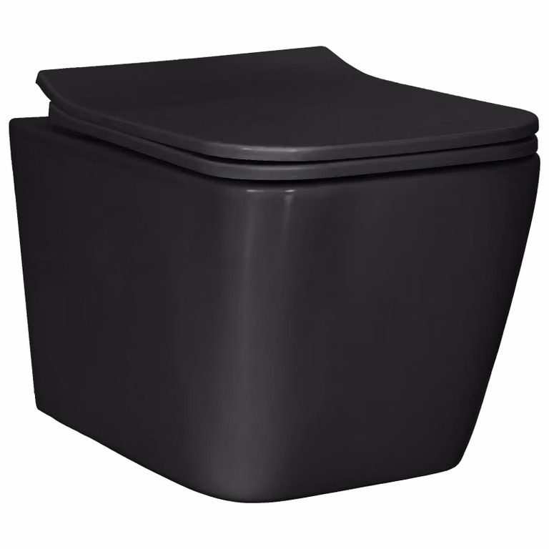 Inodoro suspendido de cerámica vidaXL en color negro con asiento de cierre suave y descarga horizontal An/P/Al: 40 x 34 x 52,2 cm