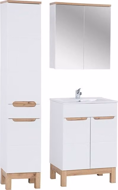 Conjunto de muebles de baño COMAD Bali White con lavabo, armario alto y armario con espejo de 60 cm