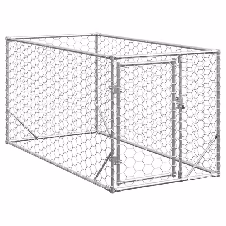 Caseta para perros de exterior vidaXL resistente a la intemperie en metal color plata An/P/Al: 2 x 1 x 1 m