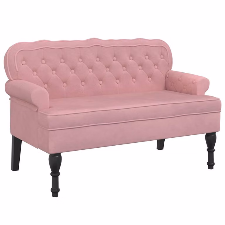 vidaXL Banco con respaldo de terciopelo rosa An/P/Al: 119,5 x 64,5 x 75 cm
