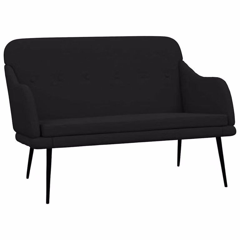 vidaXL Banco de tela negro con reposabrazos para salón An/P/Al: 110 x 76 x 80 cm
