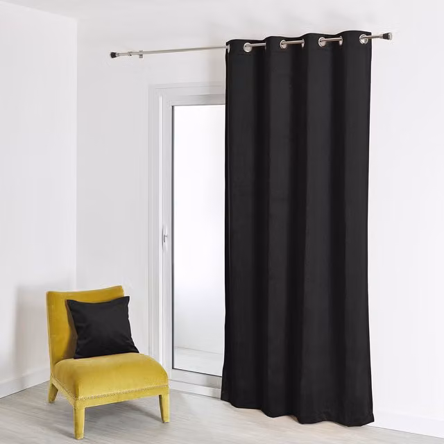 Cortina de terciopelo lisa HomeMaison Color Negro An/Al: 135 x 260 cm