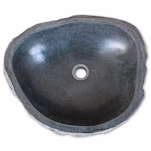 Lavabo de sobremesa ovalado de piedra natural multicolor Helloshop26 An/P/Al: 30 x 25 x 12 cm