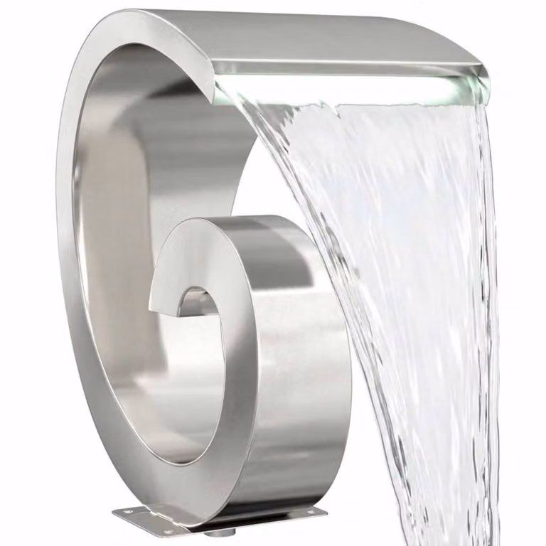 Cascada para piscina con luz LED vidaXL en acero inoxidable 304 color plata An/P/Al: 30 x 53 x 10 cm