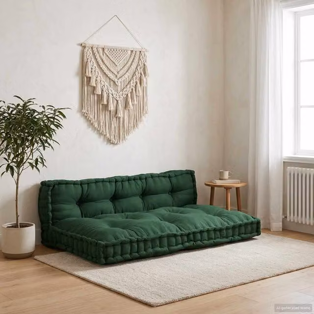 Set de 2 Cojines para Sofá Pallet vidaXL de Tela Transpirable, Color Verde, An/P/Al: 120 x 80 x 38 cm