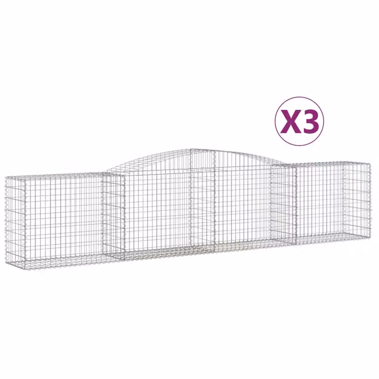 Set de 3 cestas de gaviones videx en forma de arco de acero galvanizado color plata, An/P/Al: 400 x 50 x 80/100 cm