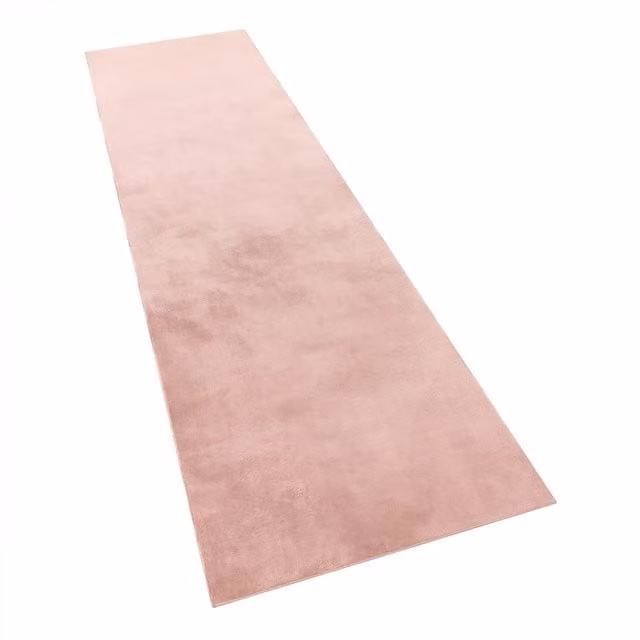 Alfombra suave Solina rosa de poliéster lavable y antideslizante An/P: 80 x 300 cm