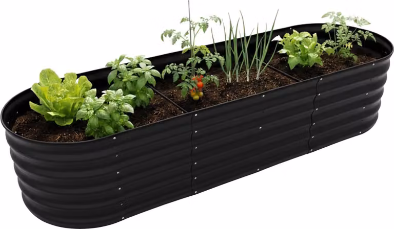 Jardinera elevada semicircular Northix de acero galvanizado multicolor para huerto o jardín ornamental An/P/Al: 200 x 60 x 45 cm
