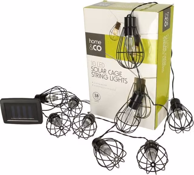Guirnalda de luces solares Loft de NORTHIX con 10 LED multicolor y acabado en negro