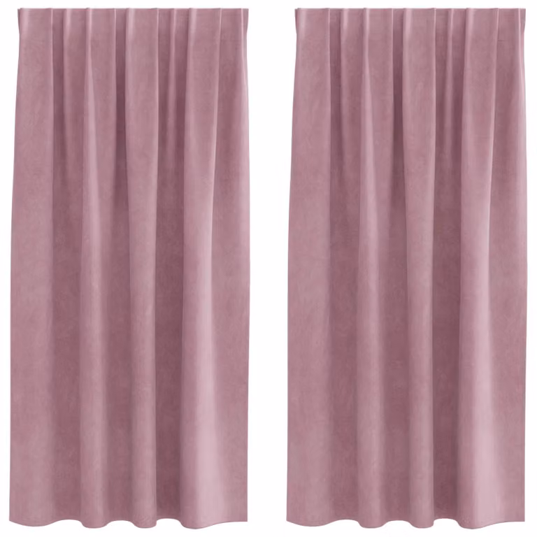 Set de 2 cortinas blackout de terciopelo vidaXL en color rosa, An/Al: 140 x 175 cm
