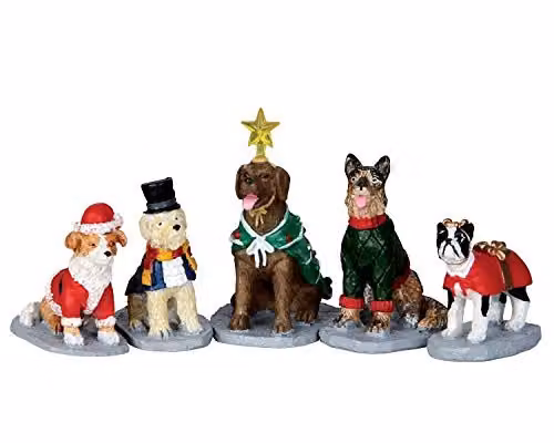 Juego de caninos disfrazados Lemax Village Collection multicolor de plástico para decoración navideña de mesa