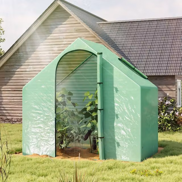 Invernadero pequeño Outsunny de acero verde con ventanas, An/P/Al: 180 x 100 x 168 cm