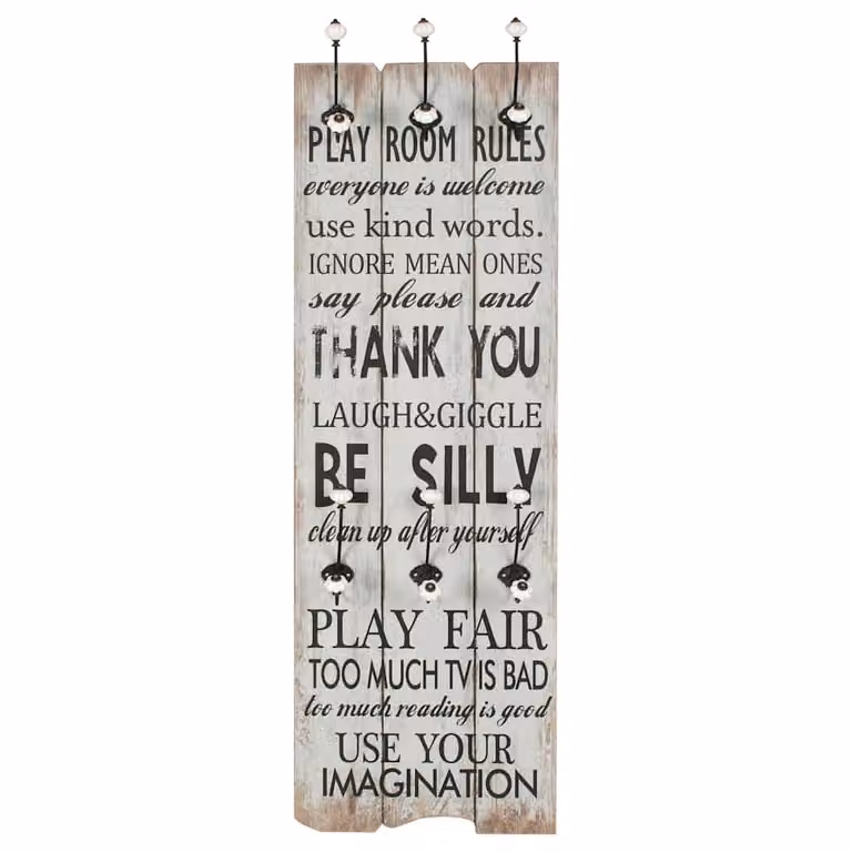 Perchero de pared vidaXL THANK YOU con 6 ganchos, estilo vintage en color marrón, An: 120 cm, Al: 40 cm