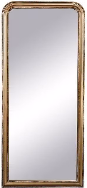 Espejo de pared Heloise de madera de paulownia con molduras y acabado dorado efecto latón, An: 80 cm, Al: 180 cm