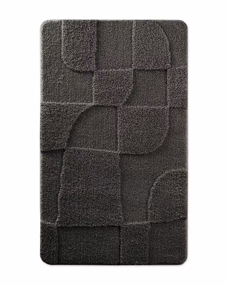 Alfombra de baño Wecon Home en relieve color antracita, rectangular y antideslizante, An: 60 cm, Al: 100 cm