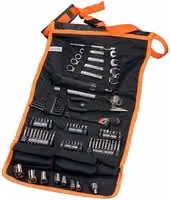 Juego de herramientas de mecánico Black+Decker de 76 piezas con bolsa con ruedas en negro y naranja