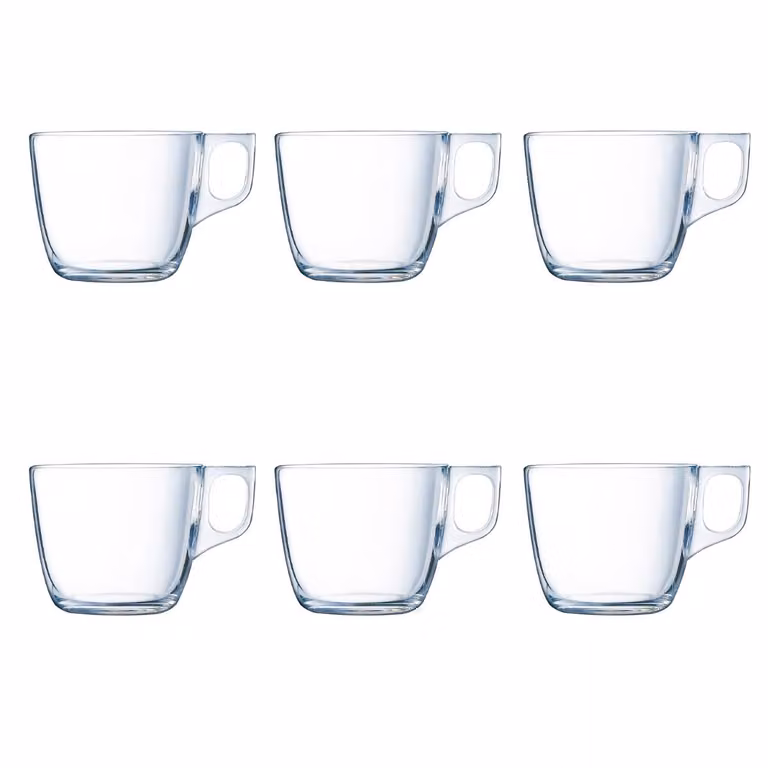 Juego de 6 mugs de vidrio transparente Luminarc de 220 ml