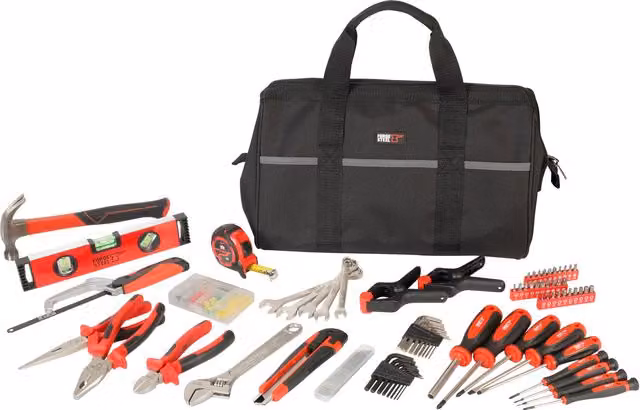 Set de 106 piezas de herramientas Forge Steel en color negro con bolsa de transporte