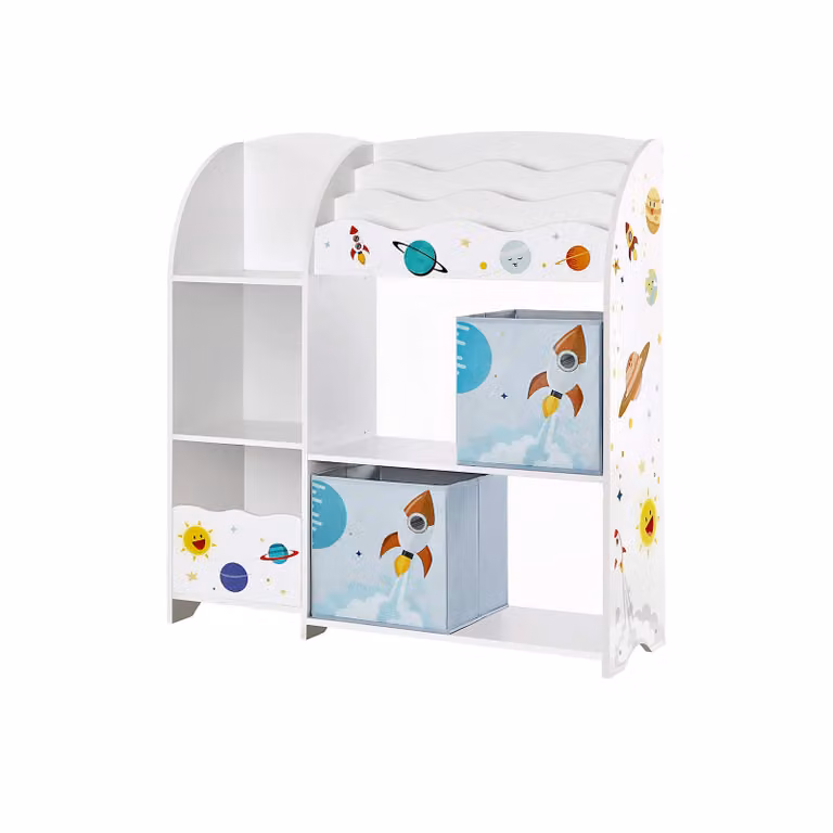 Estantería organizadora de juguetes y libros Songmics para niños en color blanco, An/P/Al: 93 x 30 x 100 cm