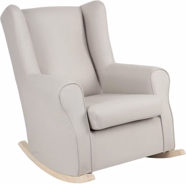 Sillón mecedora Muemue de tela beige con patas de madera An/P/Al: 95 x 81 x 104 cm