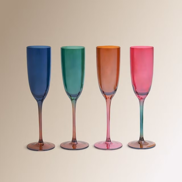 Juego de 4 copas de champán Berlín de El Corte Inglés en cristal multicolor