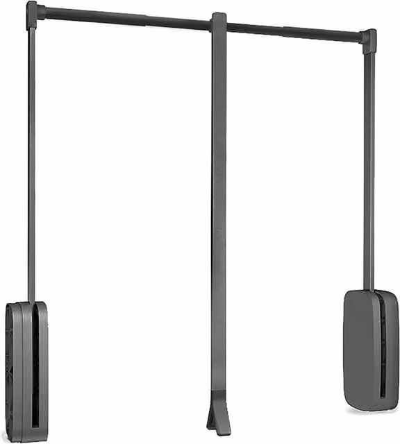 Colgador abatible para armario Emuca Sling de color gris, fabricado en metal y plástico, con ancho regulable de 450-600 mm