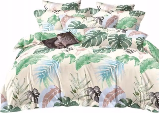 Juego de ropa de cama Parylux Hojas Coloridas con funda nórdica de microfibra multicolor, diseño floral moderno, An/P/Al: 200 x 220 cm