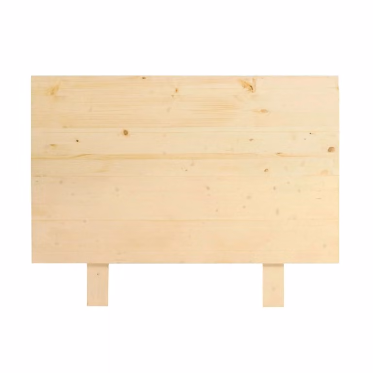 Cabecero de cama minimalista Hannun de madera maciza de abeto con mesitas de noche integradas en color marrón o beige para 190 cm