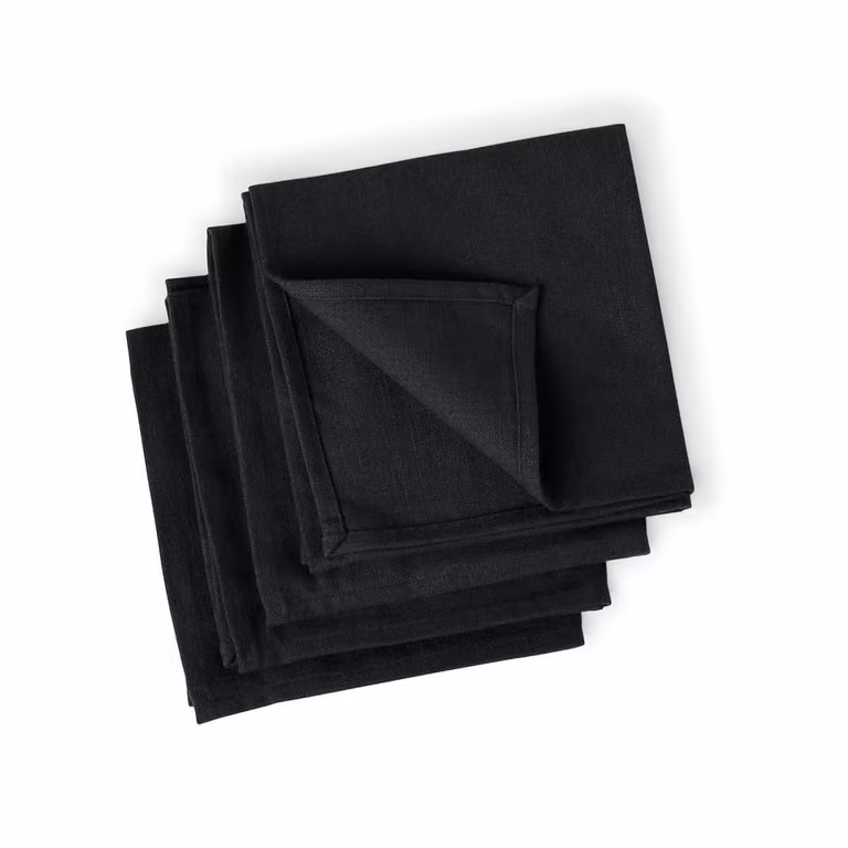Pack de 4 servilletas de algodón LOUIS en color gris carbón, An/An: 45 x 45 cm