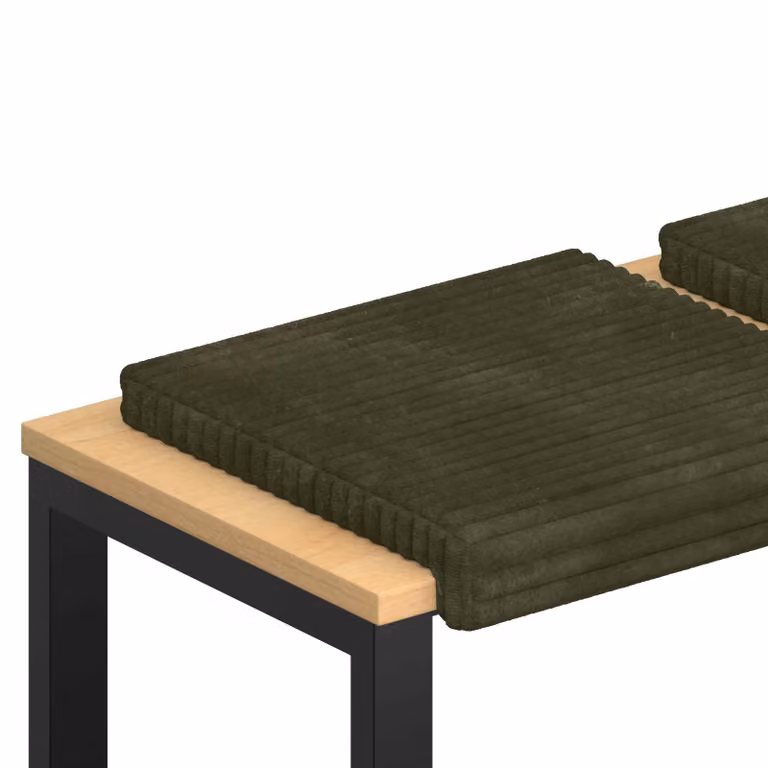 Set de 4 cojines para banco vidaXL de corduroy verde con base antideslizante y relleno de espuma