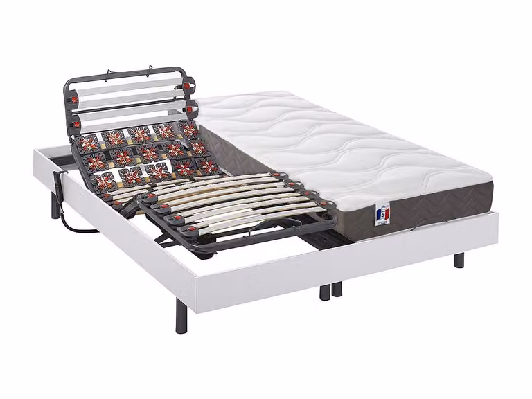 Cama articulada EREGA de YSMÉE con colchón de memoria de forma y control inalámbrico, color gris, An/P/Al: 200 x 80 x 35 cm