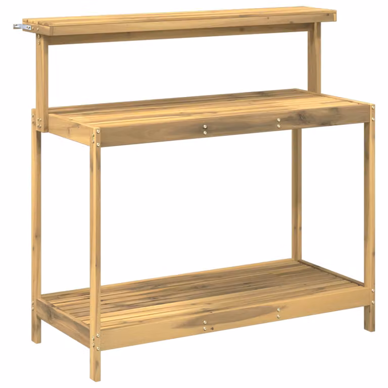 vidaXL Banco de Trasplante de Madera de Acacia para Jardín, Blanco o Marrón, An/P/Al: 111,5 x 48,5 x 107 cm