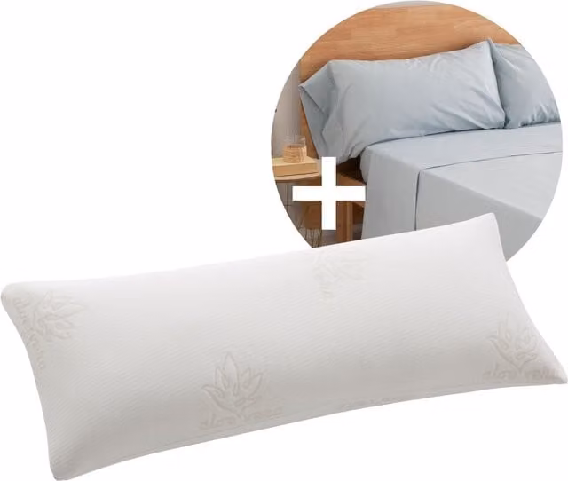 Pack ahorro de almohada viscoelástica y funda azul de Donegal Collections de 135 cm