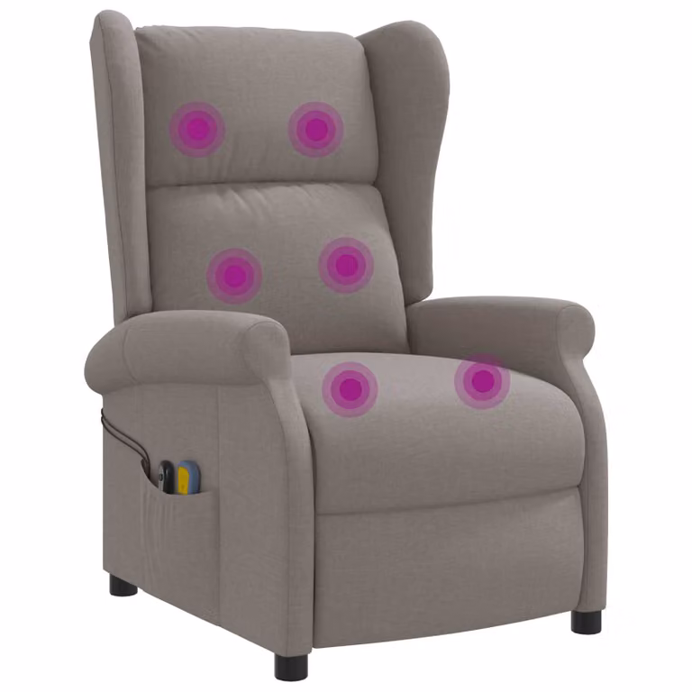 Sillón reclinable eléctrico vidaXL con respaldo de ala en tela gris, diseño moderno para salón u oficina, An/P/Al: 103 x 73 x 95 cm