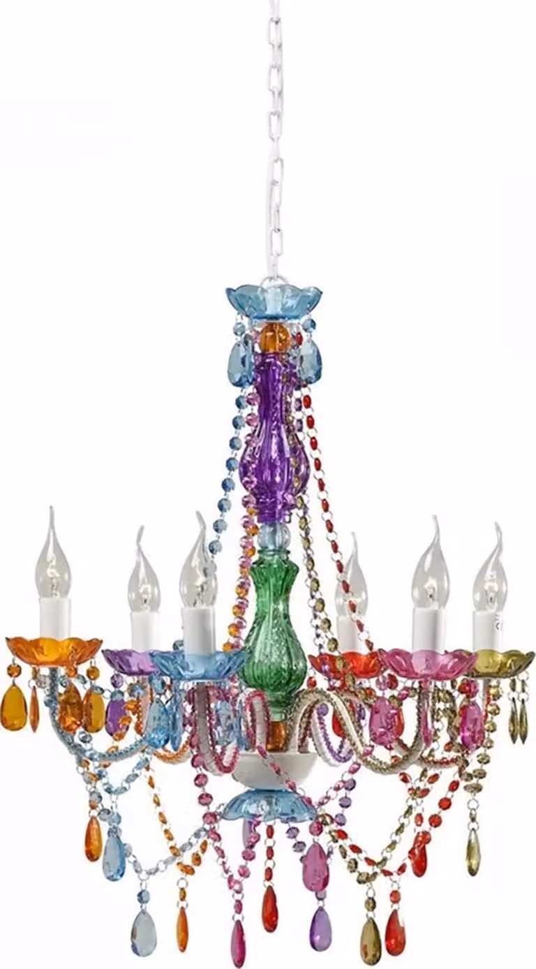 Lámpara de techo tipo araña multicolor Kare Design con acabado en cristal y metal, altura ajustable, Diámetro: 55 cm
