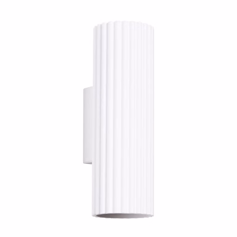 Lámpara de pared Sollux Lighting modelo Step en aluminio blanco, diseño moderno de cilindro con iluminación up/down, Altura: 7 cm
