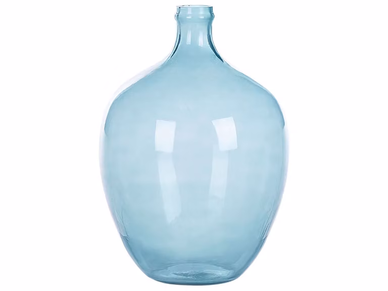 Jarrón de vidrio moderno Beliani en color azul claro para tu mesa, Altura: 39 cm