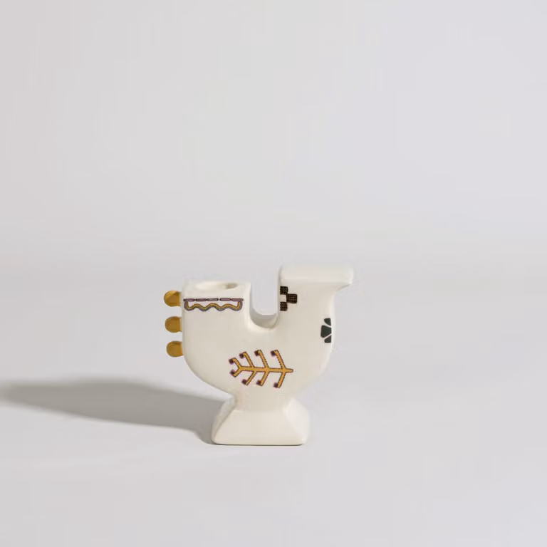 Candelabro de cerámica estilo boho de Maisons du Monde en multicolor para velas de tipo taper o tealight, Altura: 10 cm