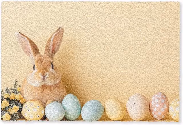 Felpudo de Conejo en Tonos Pastel de ONLYWOW, Antideslizante y Multicolores, An/P: 90 x 60 cm