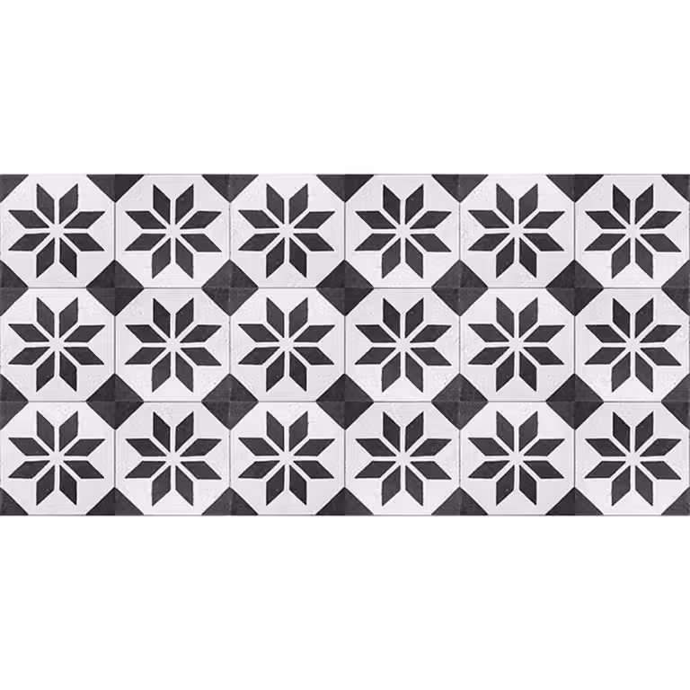 Alfombra vinílica retro negra de polipropileno lavable y antideslizante An/P: 97 x 48 cm