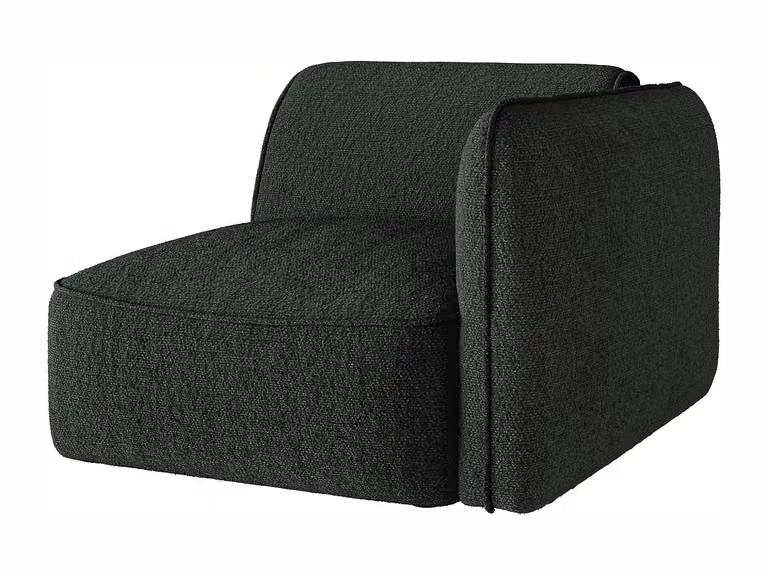 Sillón rinconero derecho Camilio de Maison Céphy en chenilla verde con estructura de madera sólida