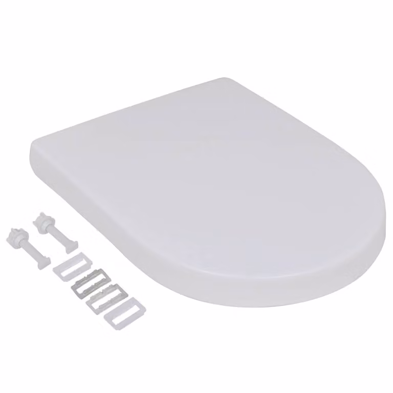 Set de 2 asientos de inodoro con tapa de cierre suave vidaXL en plástico blanco forma D