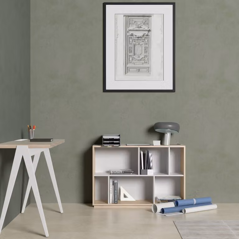 Estantería librería Herdasa de diseño moderno y geométrico en MDF color marrón y blanco An/P/Al: 80 x 32 x 119 cm