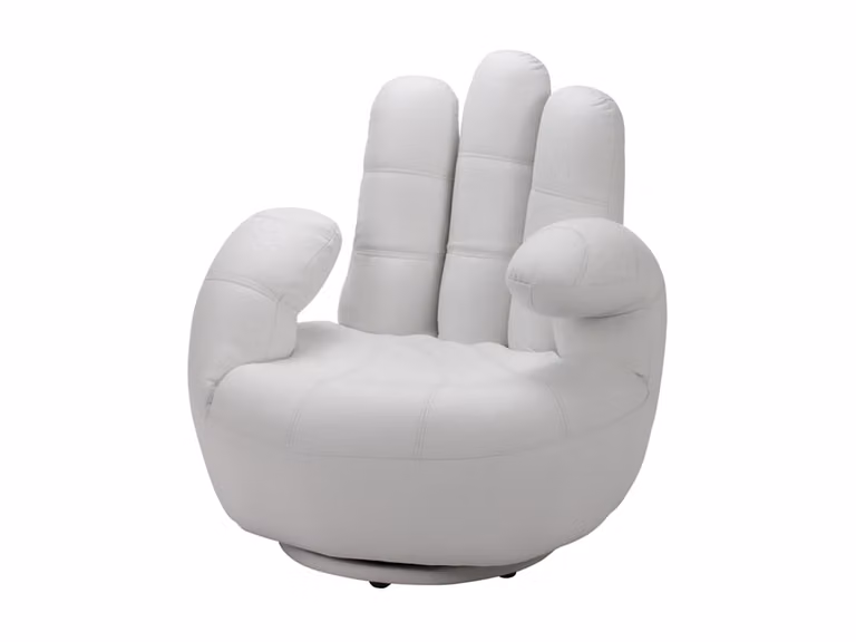 Sillón giratorio CATCHY de VENTE-UNIQUE en piel sintética blanca con reposabrazos