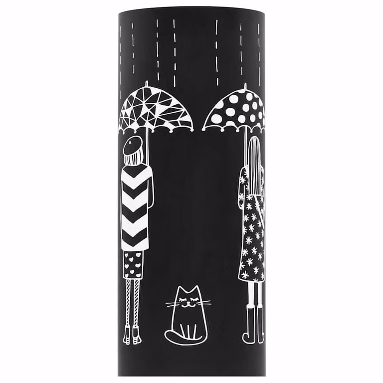 Paragüero con diseño de mujer vidaXL en acero negro con bandeja extraíble y estante