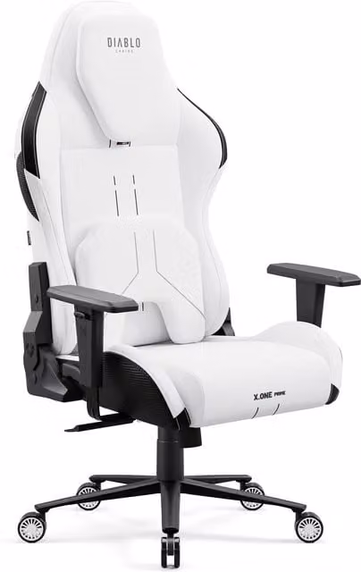 Silla gaming Diablo X.One Prime Ghosted White de tela y piel sintética con reposacabezas y reposabrazos