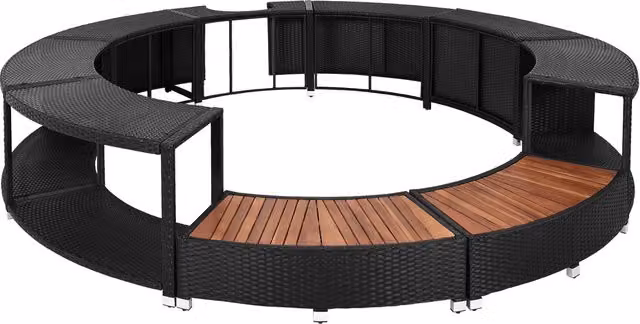 Borde para bañera de hidromasaje LAY-Z Bestway en acabado poliratán de 284 cm de diámetro con detalles en negro y plata
