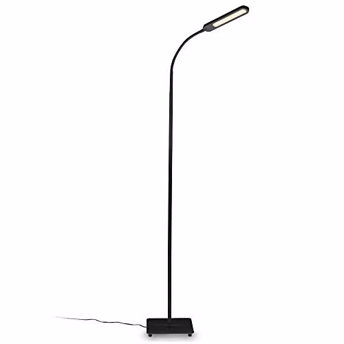 Lámpara de pie LED B.K.Licht negra con control táctil, regulable y 600 lúmenes