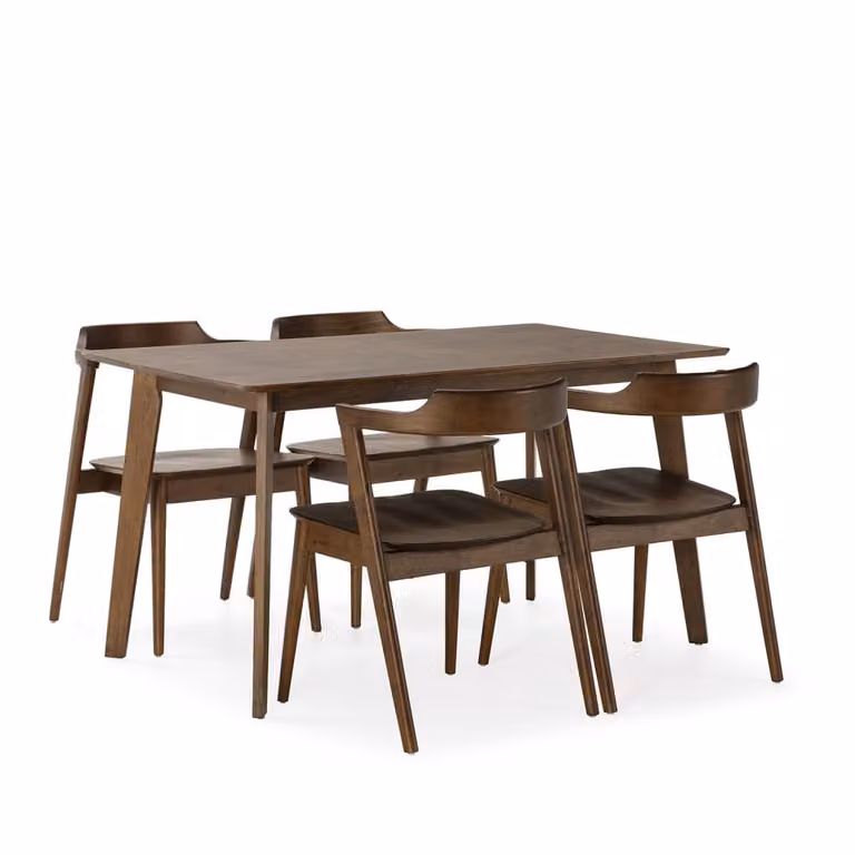 Juego de comedor Venus de madera con mesa rectangular y 4 sillas en color marrón An/P/Al: 140 x 80 x 75 cm